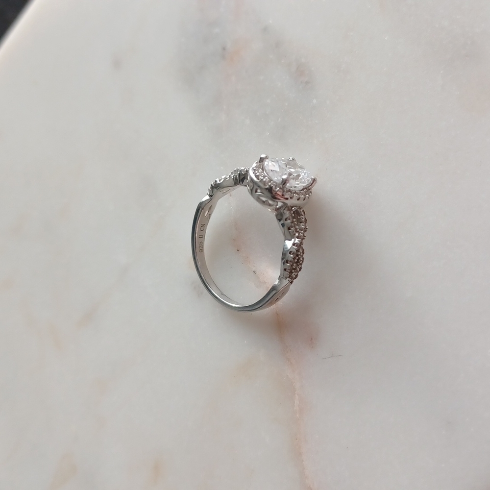 Engagement Ring Sterling Silver Cubic Zirconia Size 7 - Picture 13 of 16